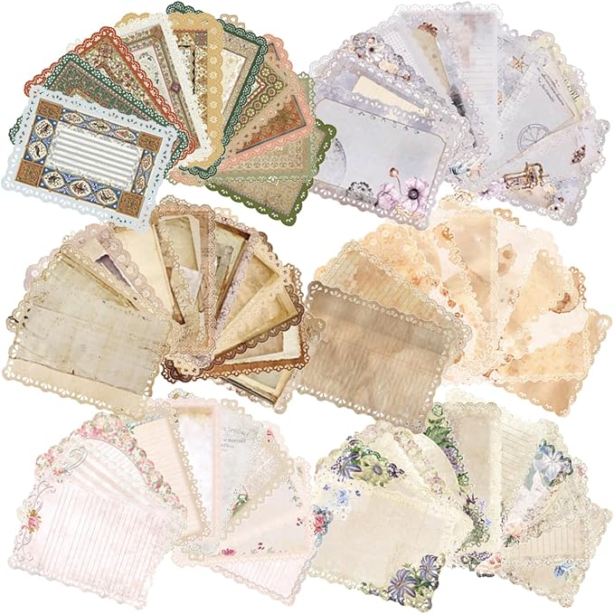60Pcs Vintage Die-Cut Lace Edge Scrapbook Paper, DIY Junk Journal Supplies | 6 - Image 2