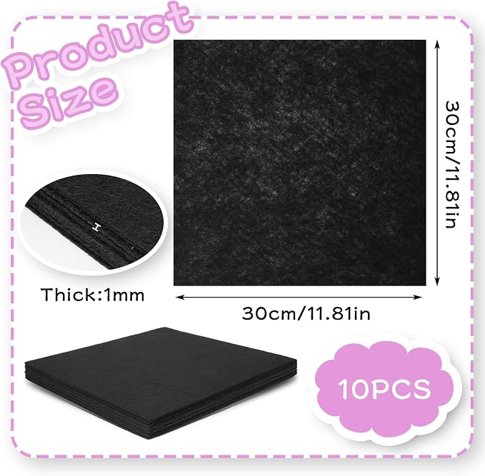 12" x 12" Squares Felt Sheets Fabric, 1mm Thick Halloween Christmas Fabric Fall - Image 2