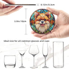 Drink Coaster Set of 6, Pomeranian Dog Mom Lover Gift, Leather Drink Coasters - Image 3