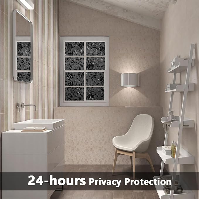 LEMON CLOUD Total Blackout Window Film Privacy Static Cling Frosted Black - Image 5