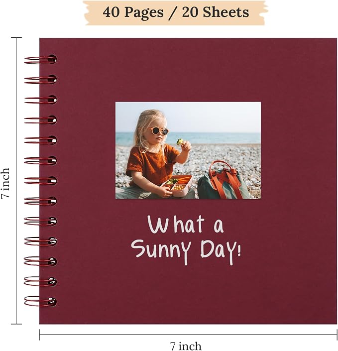 Scrapbook 7x7 Inch DIY Scrapbook Album Hardcover Kraft Paper 40 pages/20 sheets - Image 2