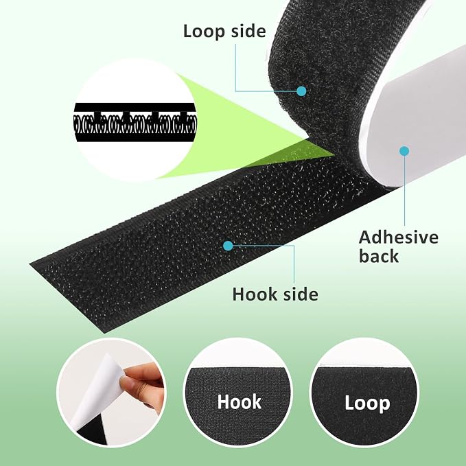 1''×41Ft Black Heavy Duty Hook And Loop Tape Adhesive, No Punching Picture Wall - Image 4