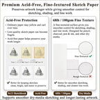 Fuxi Sketchbook 8.5x11, 100 Sheets Hard Cover Sketch Book 8.5" x 11", 68 - Image 2