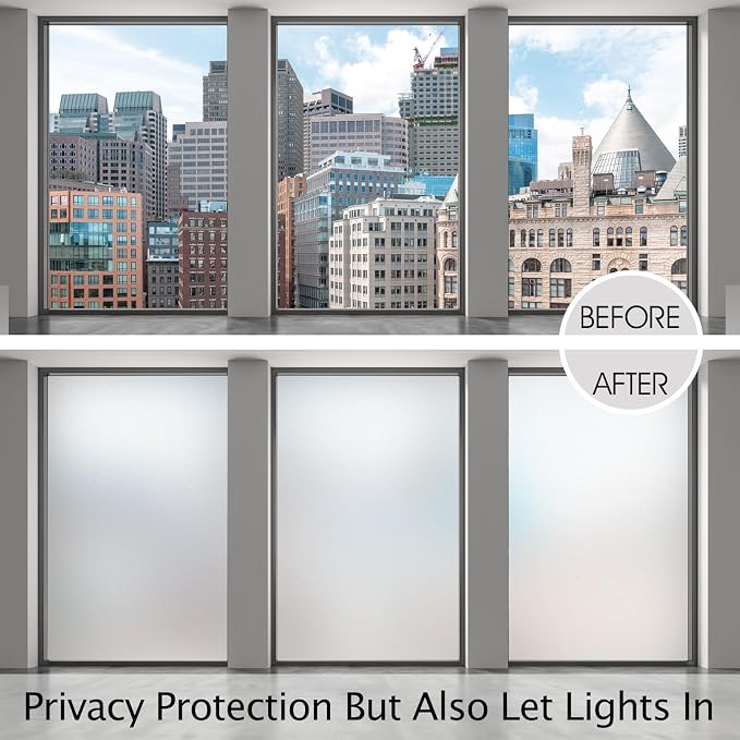 HIDBEA Frosted Window Privacy Film Non-Adhesive, Reusable Window Glass Films - Image 3