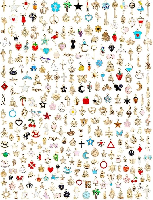 JIALEEY 300Pcs Assorted Gold-Plated Enamel Charms by JIALEEY