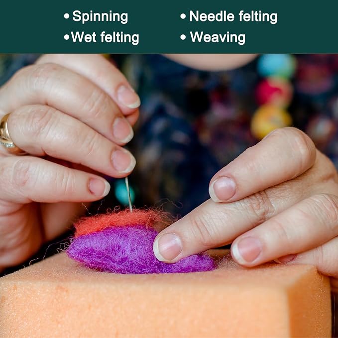uxcell Needle Felting Wool, 3.5 Oz Nature Fibre Wool Yarn Roving - Image 3