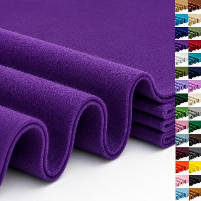 Purple Large Felt Fabric 36" x 36", 1.4 mm Soft Felt Sheet, Nonwoven Fabric by ZANEXIR