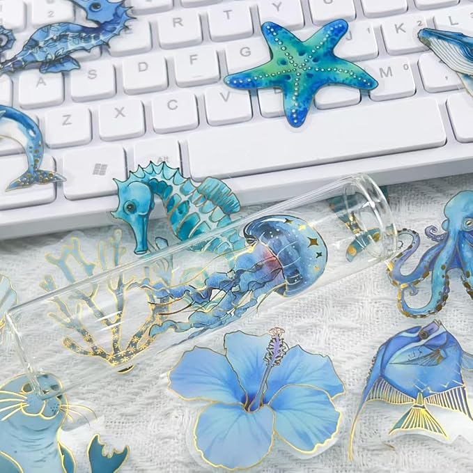 50Pcs Marine Animal Stickers Gold Sea Life Stickers - Image 6