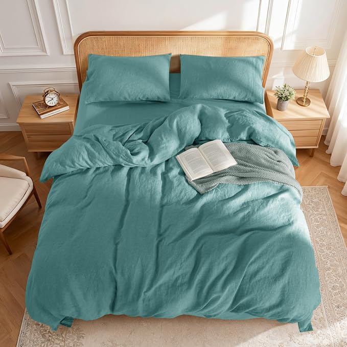 LBRO2M 100% France Linen Duvet Cover Set Full Size 3 Pcs Natural Flax Comforter - Image 2