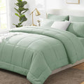 CozyLux Queen Comforter Set Sage Green, 7 Pieces Bed in a Bag, All Season by CozyLux