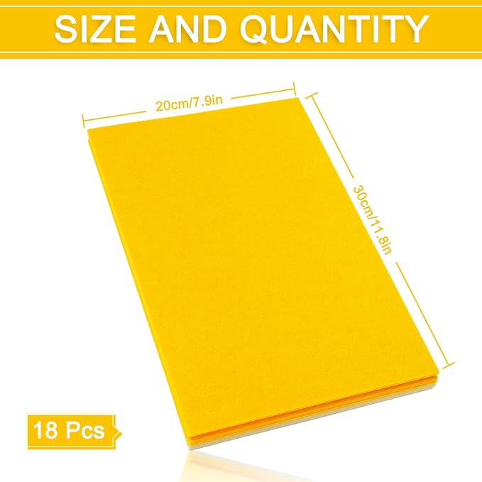 Whaline 18Pcs Felt Fabric Sheets Soft Thick Assorted Yellow Craft Felt Pack - Image 2