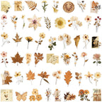 50 Pcs Dried Flower Stickers Aesthetic Autumn PET Transparent Stickers Vintage - Image 2