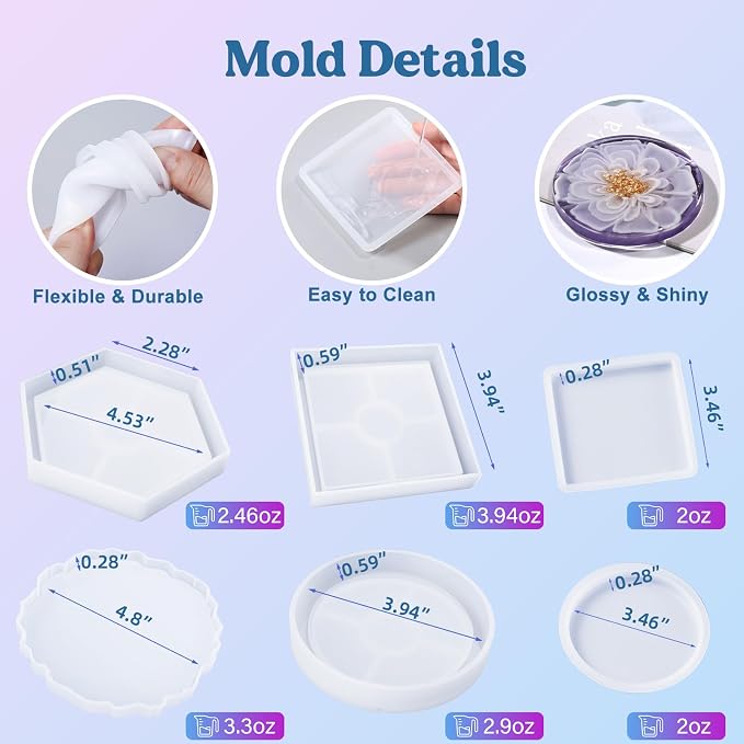 LET'S RESIN 16oz Epoxy Resin Coaster Kit - Image 6