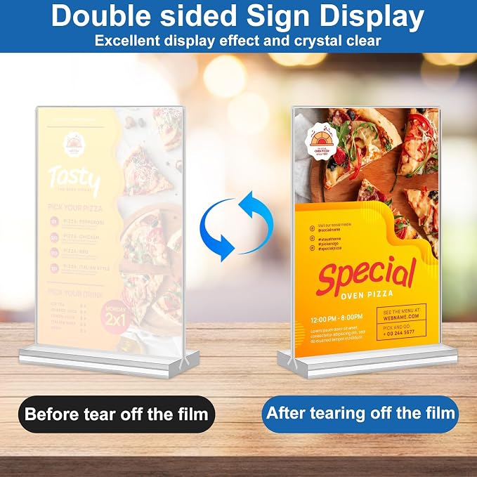 Acrylic Sign Holder 4x6, 20 Pack Clear Table Vertical Double Sided Table Menu - Image 4