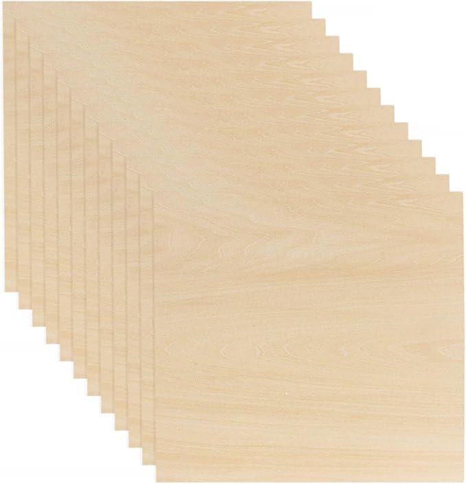 12 Pack Basswood Sheets 1/8 x 12 x 12 Inch Plywood Board, Thin Natural by MIVIDE