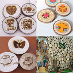 Unfinished Natural with Tree Bark Wood Slices 10 Pcs 4.2-4.7 inch Disc Coasters - Image 5