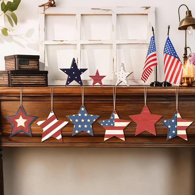 COCHIE 4th of July Stars Wood Crafts to Paint Set of 24, Memorial Day - Image 6