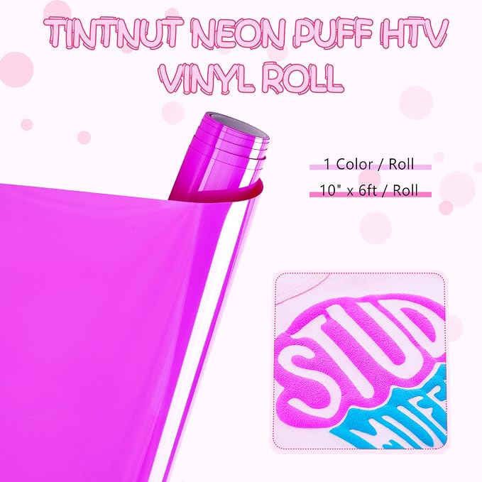 Tintnut Purple Neon Puff Heat Transfer Vinyl Roll, easy cut & weed, stretch - Image 2