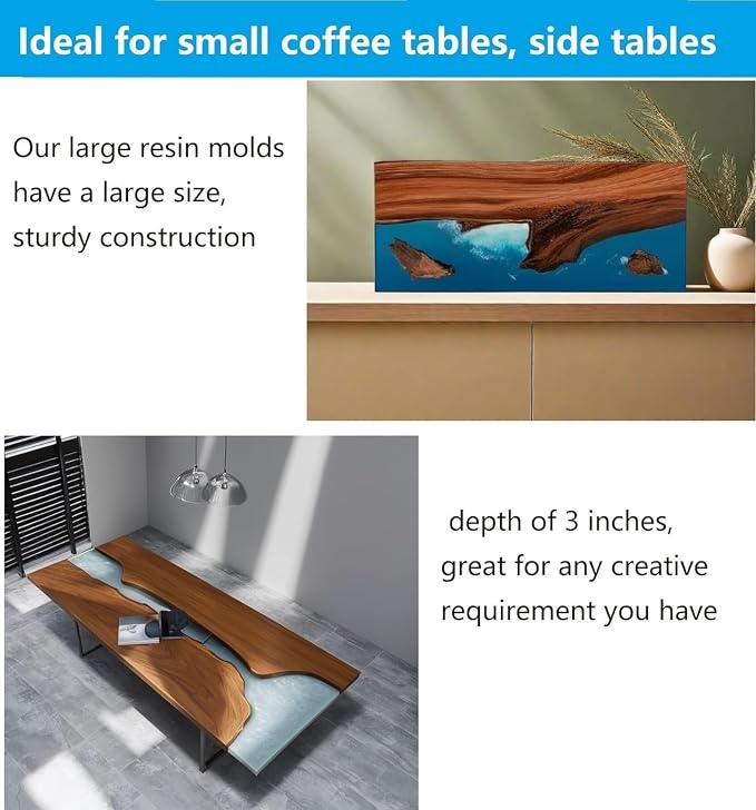 2Pcs Large Reusable Epoxy Resin Table Mold 15.7x15.7x3 inch 11.8x11.8x3 inch - Image 4