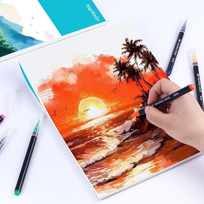 Hapikalor Watercolor Paper Pad, 140lb/300gsm Artist Painting Drawing Paper Book - Image 6