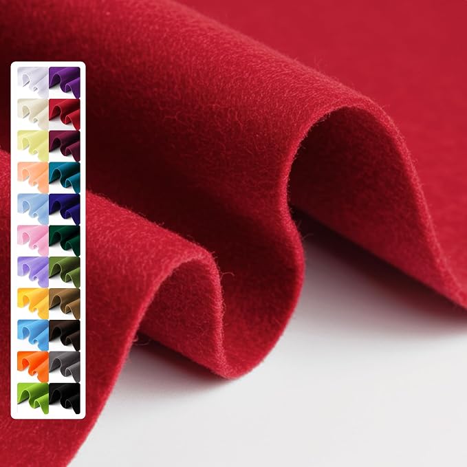 Red Soft Felt Fabric Sheet 36" x 36", 1.6mm Thick, Premium Craft Felt by Grainear