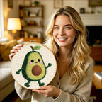 INFUNLY Avocado Punch Needle Embroidery Kit 8.7 Inch Round Punch Needle Craft - Image 7