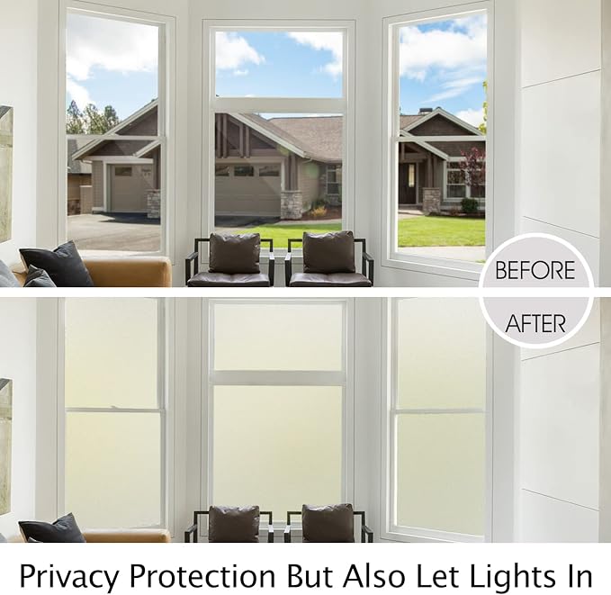 HIDBEA Frosted Window Privacy Film Heat Control UV Blocking, Static Cling - Image 3
