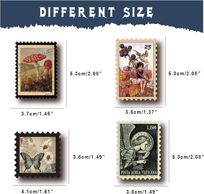 Vintage Postage Stamp Stickers for Scrapbook, Botanical Fairy Sticker for Junk - Image 6