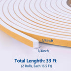 Kikerike Self Adhesive Foam Tape Weatherstrip 1/4In x 1/4In x 33Ft High Density - Image 2