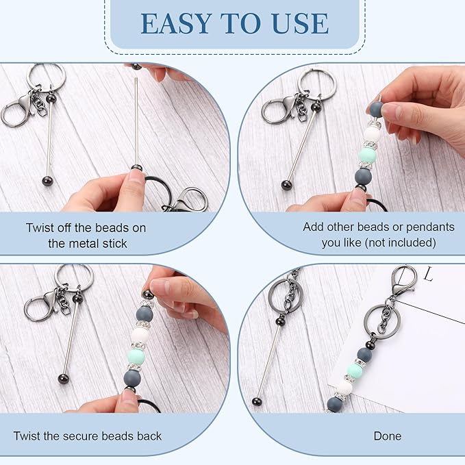 Tondiamo 24 Pcs Beadable Keychain Bars Bulk Beads - Image 3