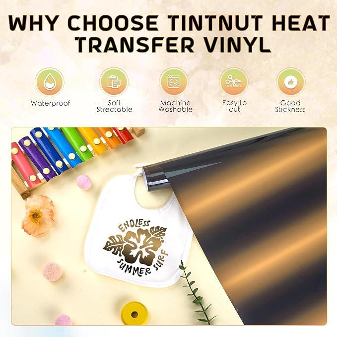 Tintnut Yellow Black Gradient Heat Transfer Vinyl Roll, easy cut & weed - Image 3