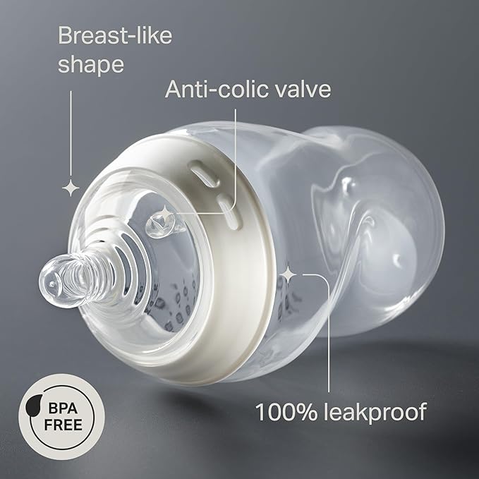 Tommee Tippee Ultra-Light StayPut Pacifier, 0-6m, 4 Pack, Pink & Natural Start Anti-Colic 5 oz BPA Free Newborn Baby Bottles, Designed for Seamless Transition Between Bottle and Breast, Pack of 2