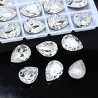 24Pcs Point Back Glass Rhinestones, 18 * 13MM Drop Shape Faceted Rhinestones by Unknown