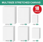 ESRICH Stretched Canvas for Painting, 18 Multi Pack Blank Canvases for Painting - Image 2