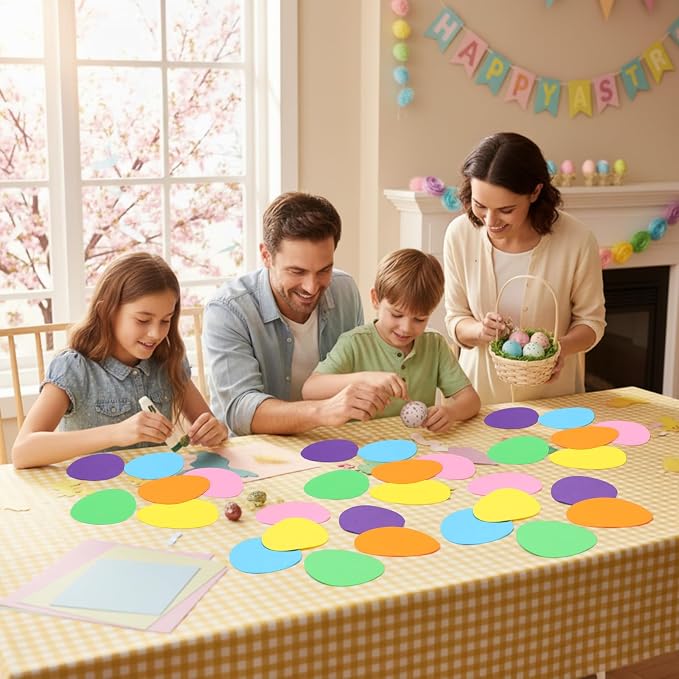 Ireer 48 Pcs Large Foam Easter Egg Cutouts 6 Inch Colorful Bulletin Board Decor - Image 5