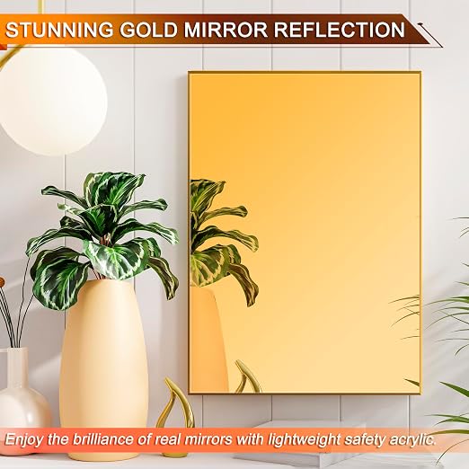 Gold Acrylic Sheets Plastic Wall Mirrors, ALCCIFI 11.8" x 15.7" x 1/8" - Image 3