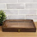 MOOCA 2 Pcs Wood Tempered Glass Top Jewelry Display Case Accessories Storage Box - Image 7