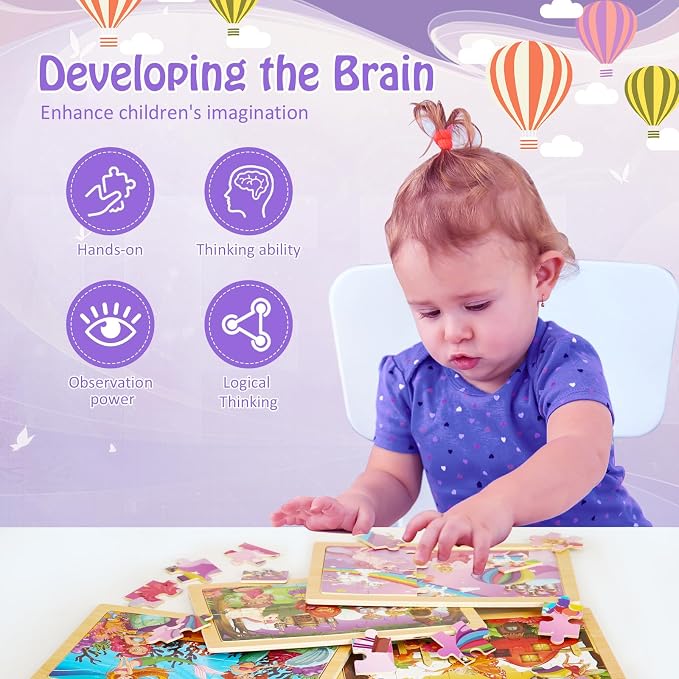 Wooden Puzzles Toys for Kids Ages 3-5, Preschool Educational Brain Teaser Toys - Image 6