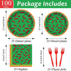 100 Pcs Chili Cook Off Party Plates and Napkins Set Pepper Birthday Decorations - Image 2