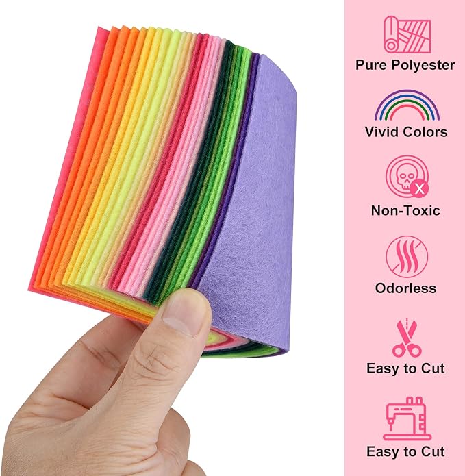 Morcheiong 50 Pcs Felt Fabric Soft Felt Fabric Sheet - Image 3