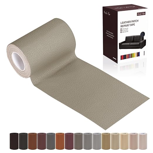 Leather Repair Patch Tape, Medium Grey Beige 3 x 61 Inches Self Adhesive by Cindy%27s+Tape