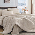 HEVUMYI Beige Tan King Comforter Set by HEVUMYI