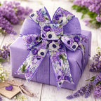 2.5 Inch Purple Floral Wired Edge Ribbon, Decorative Fabric Craft Ribbon - Image 7