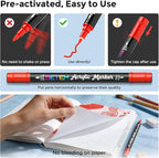 Betem Dual Tip Acrylic Paint Pens, 2 Red Paint Markers - Image 5