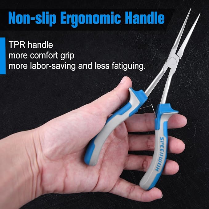 SPEEDWOX 2PCS Long Reach Needle Nose Pliers Set Long Nose Pliers & Bent Needle - Image 6