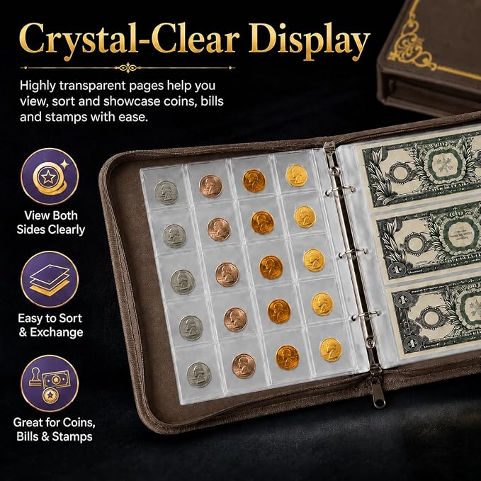 Coin Collection Book Holder for Collectors, 200 Pockets Collecting Album& 30 - Image 9