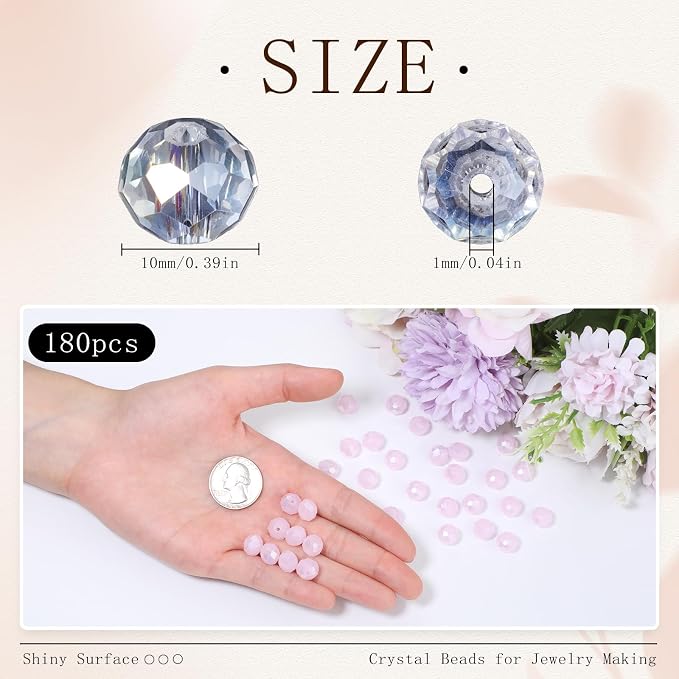 180pcs 10mm Crystal Glass Beads - Image 2