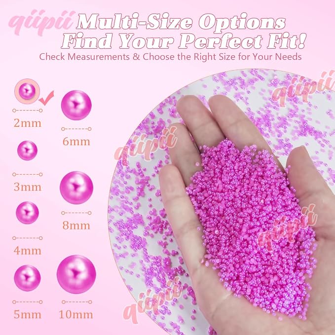 qiipii 7500PCS 2mm Small Rose Red Half Round Pearls - Image 3