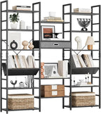 NUMENN Bookcases and Bookshelves Triple Wide 6 Tier Bookshelf, Large Etagere - Image 3