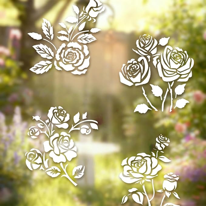 12 Pcs Large Flower Stencils for Painting, 5.12 X 5.12 Inch Flower Stencils for - Image 6